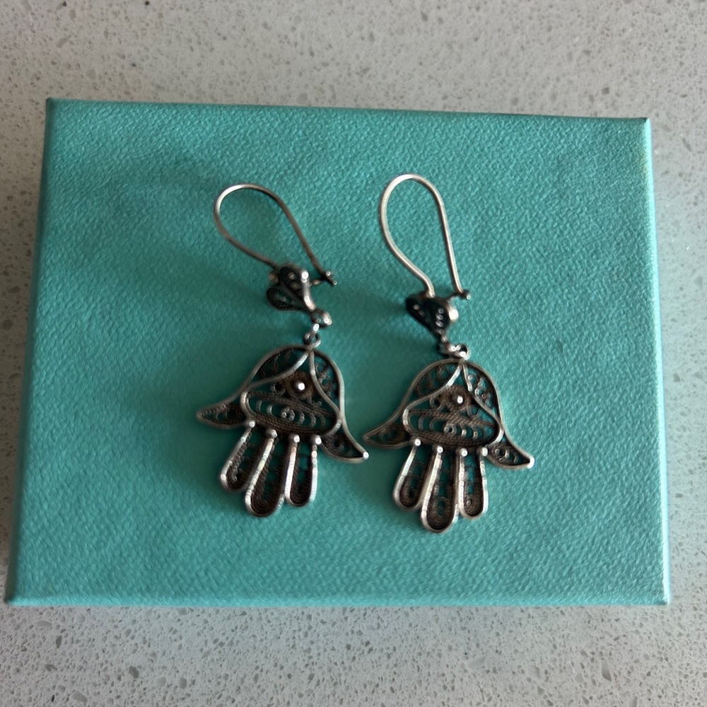 Elegant Silver 925 Hamsa Earrings
